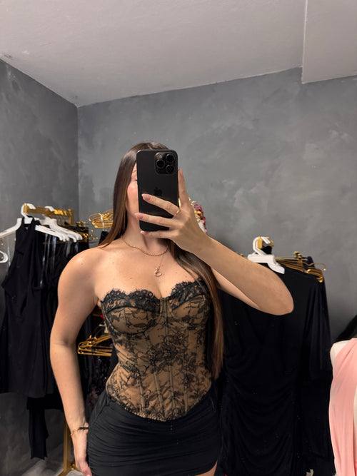 Black lace corset