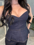 Dark denim top