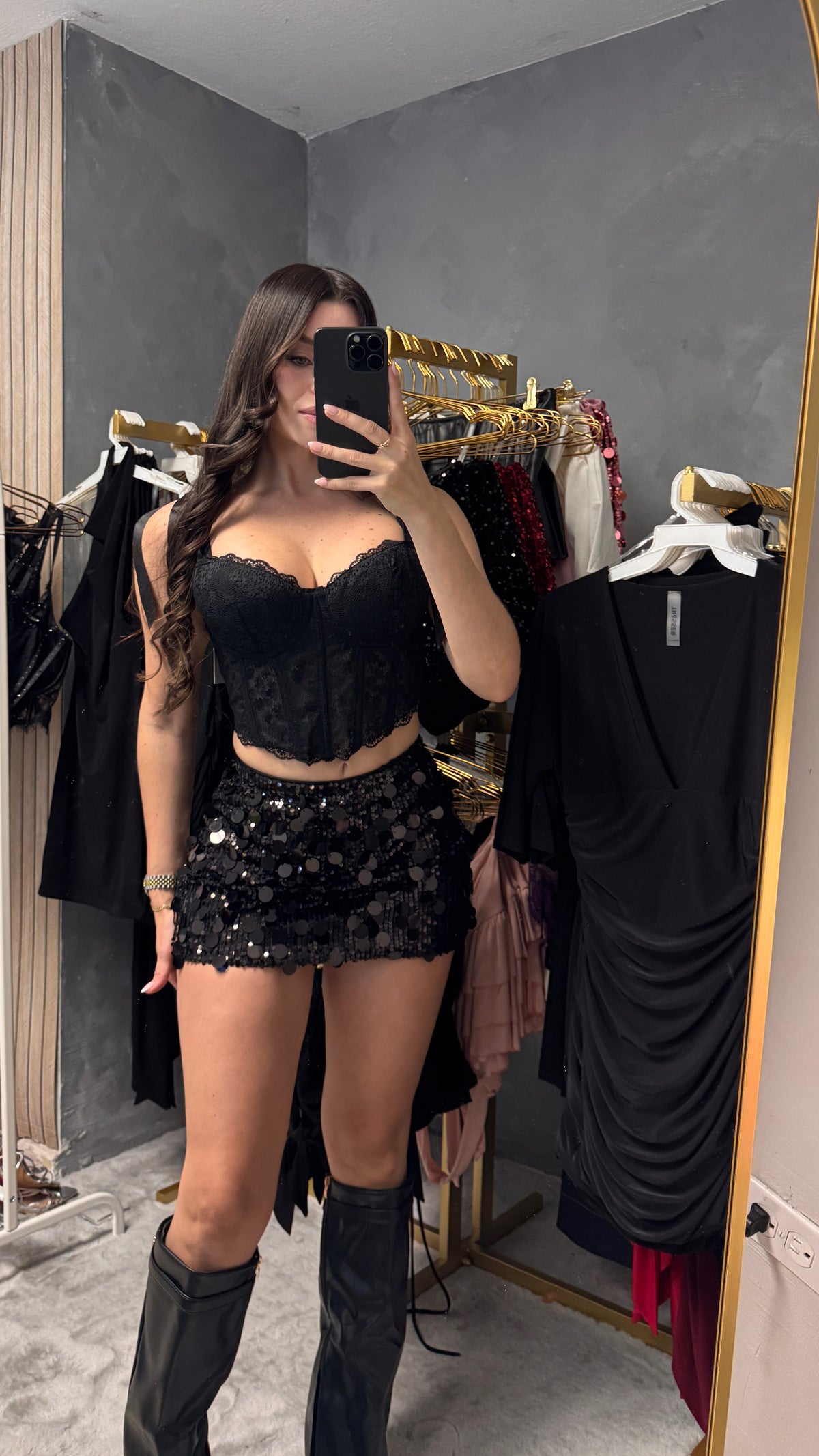 High waisted black skirt