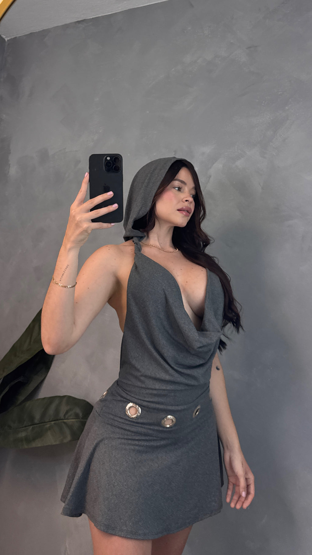 Hoodie open back midi dress