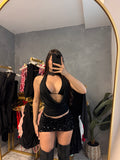 Black mini skirt