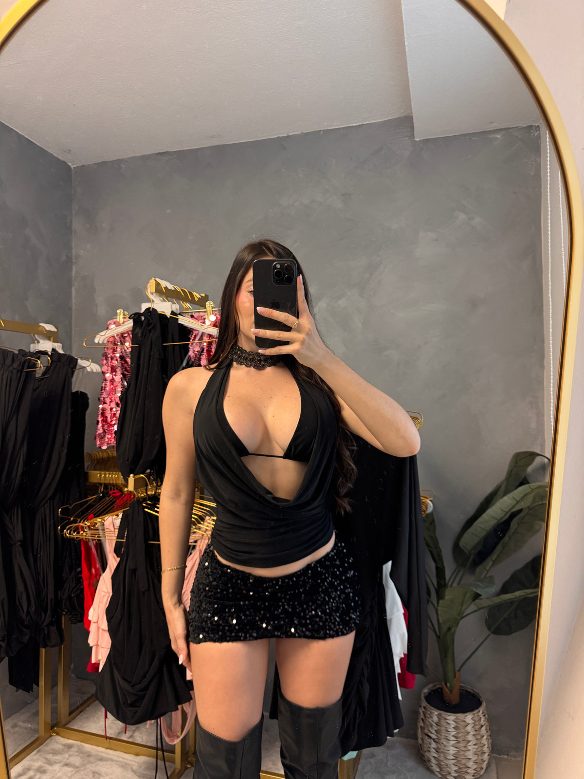 Black mini skirt