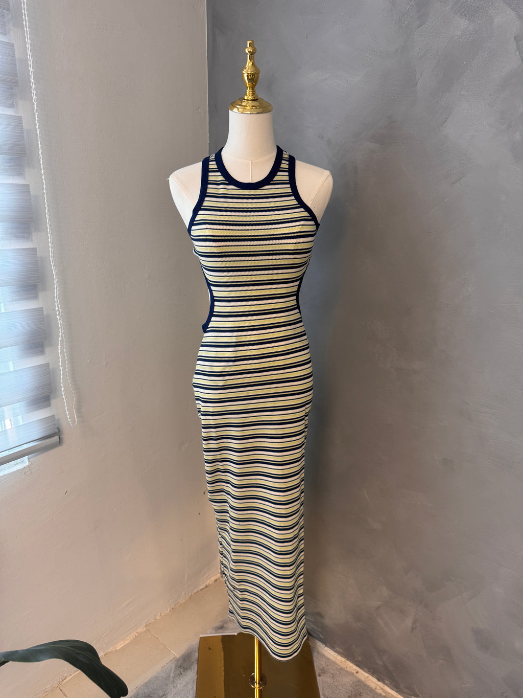 Stripe open back maxi