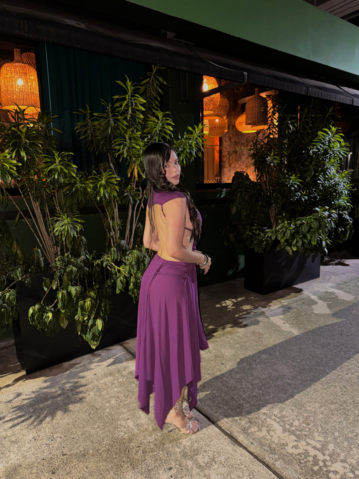 Cutout purple dress