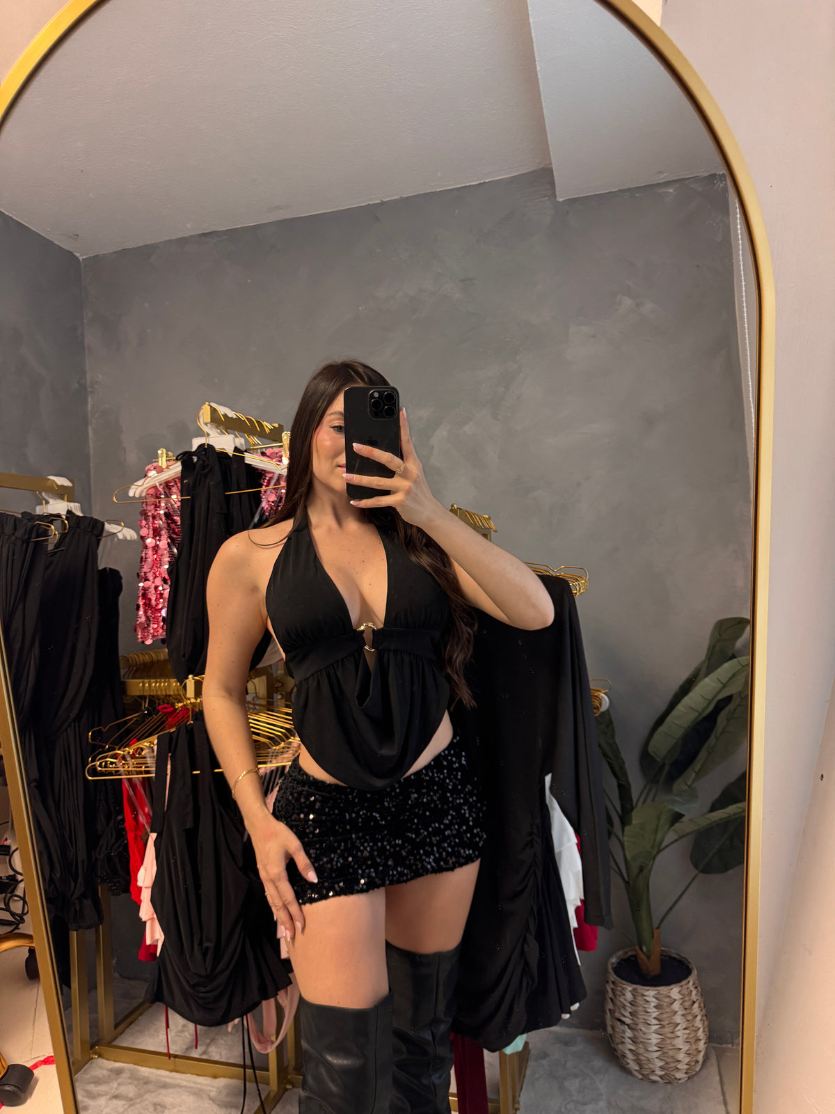 Black and gold top