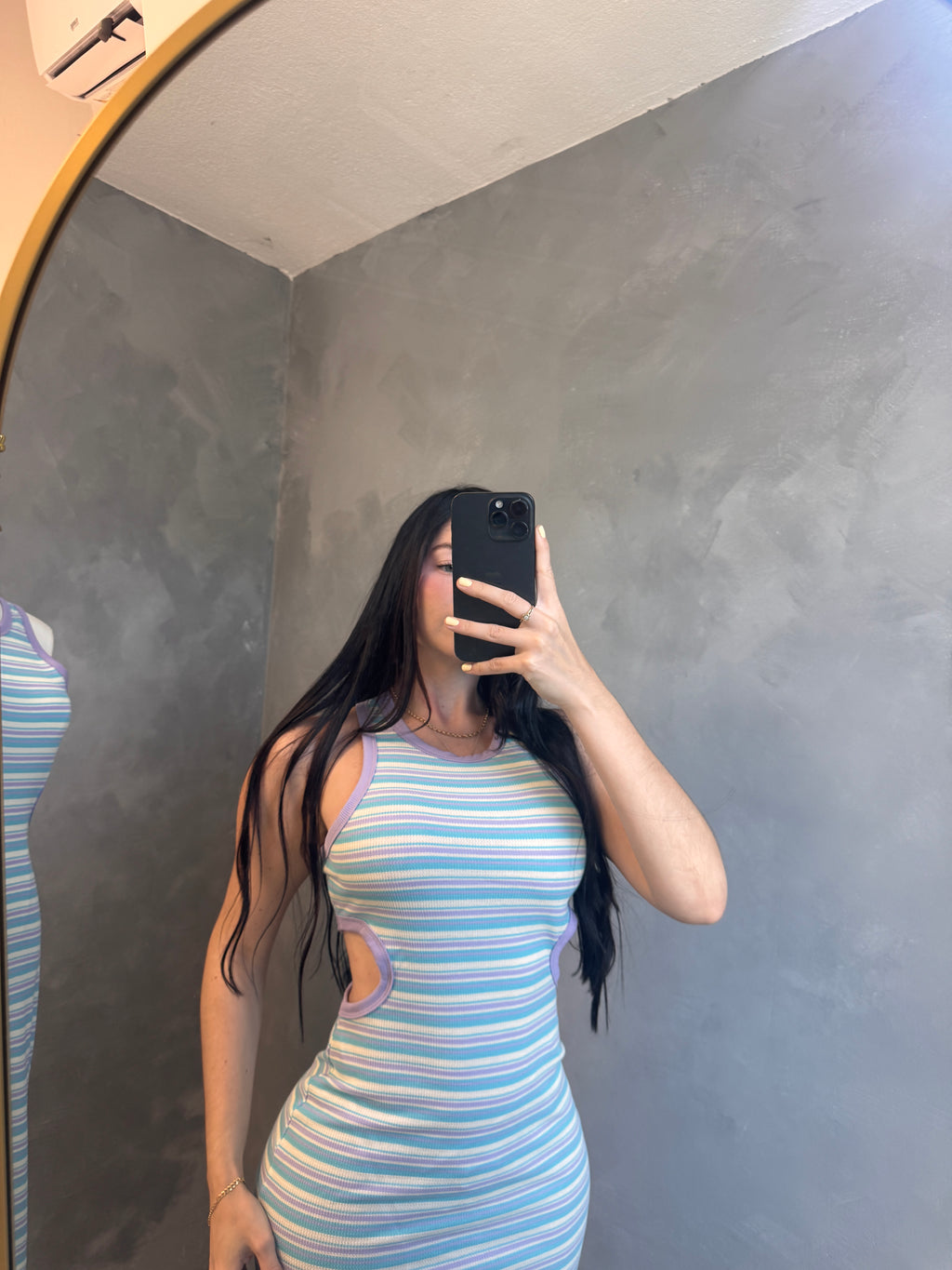 Stripe open back maxi