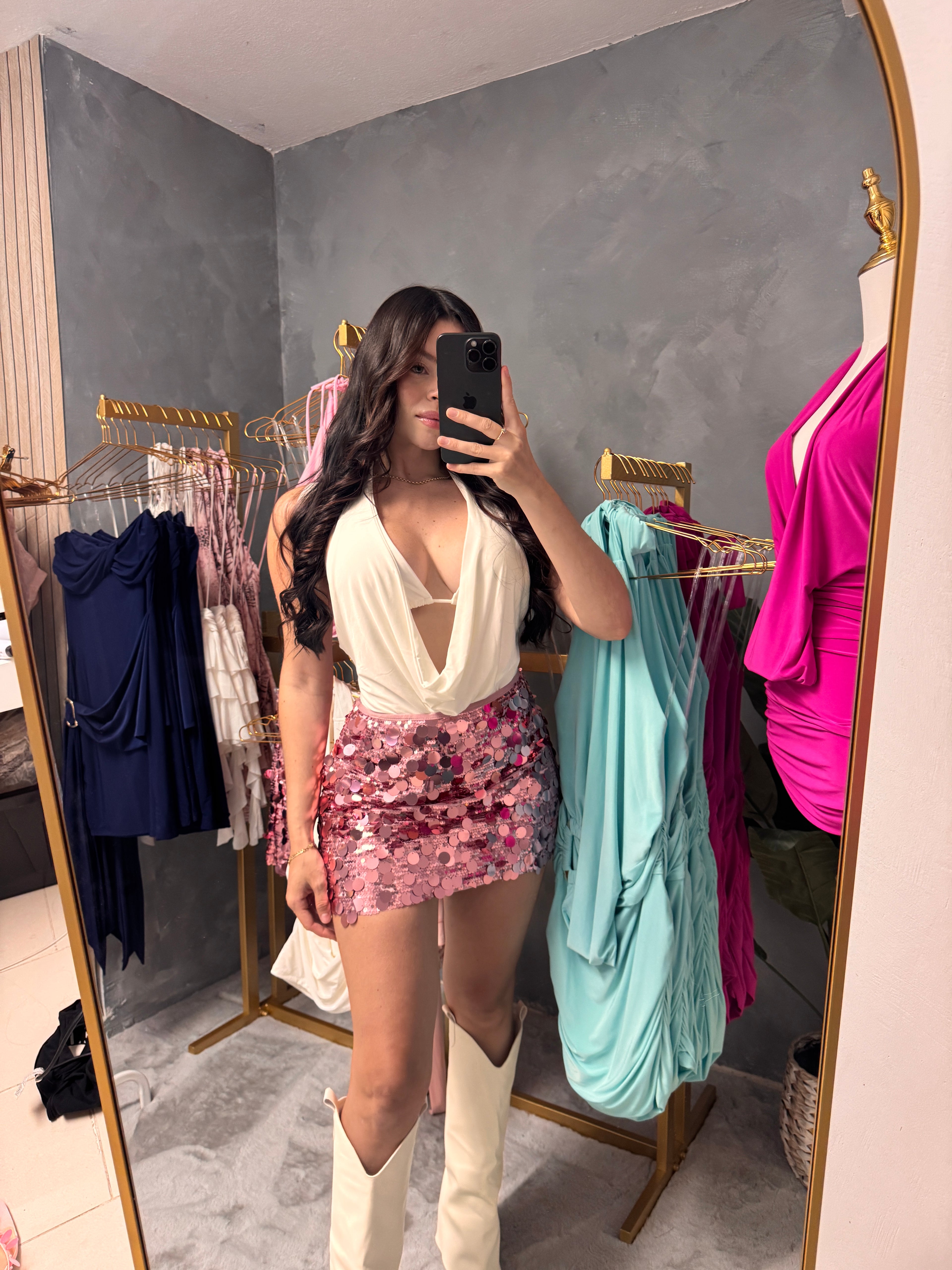 Sequin mini skirt