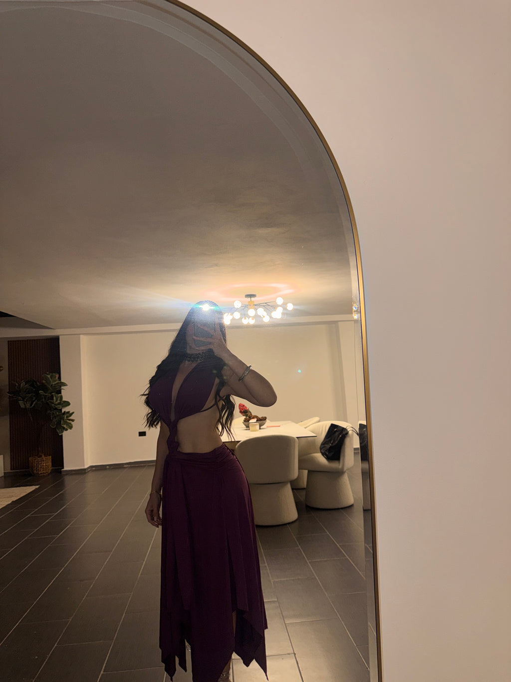 Cutout purple dress