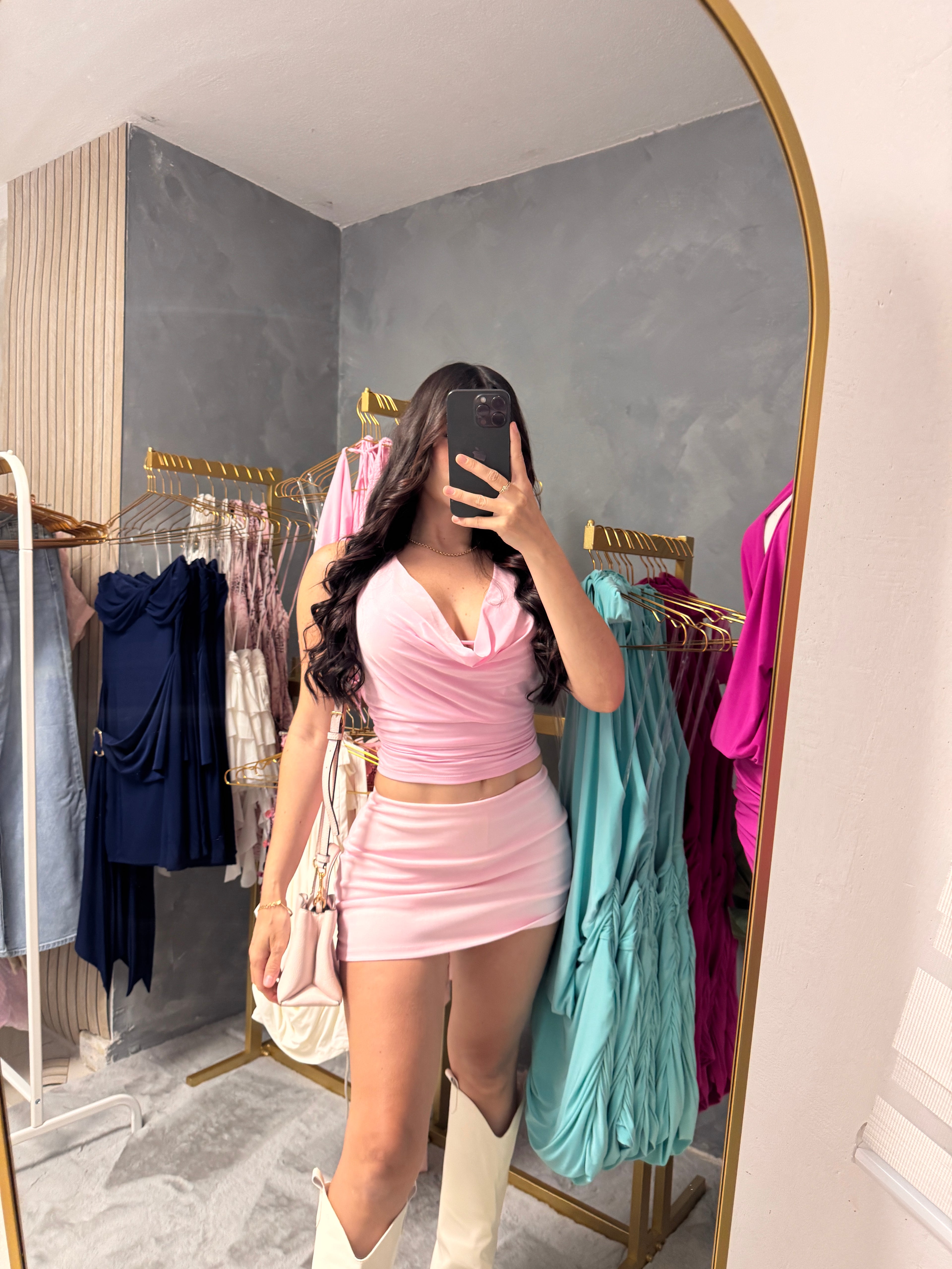 Pink mini skort